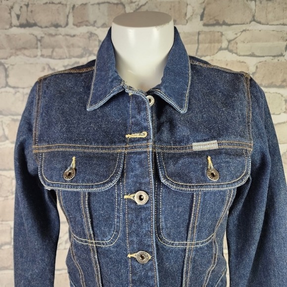 Silver Jeans  Button Front Denim Jacket Dark Wash Cotton Size XS Coastal Cowgirl - Picture 6 of 13